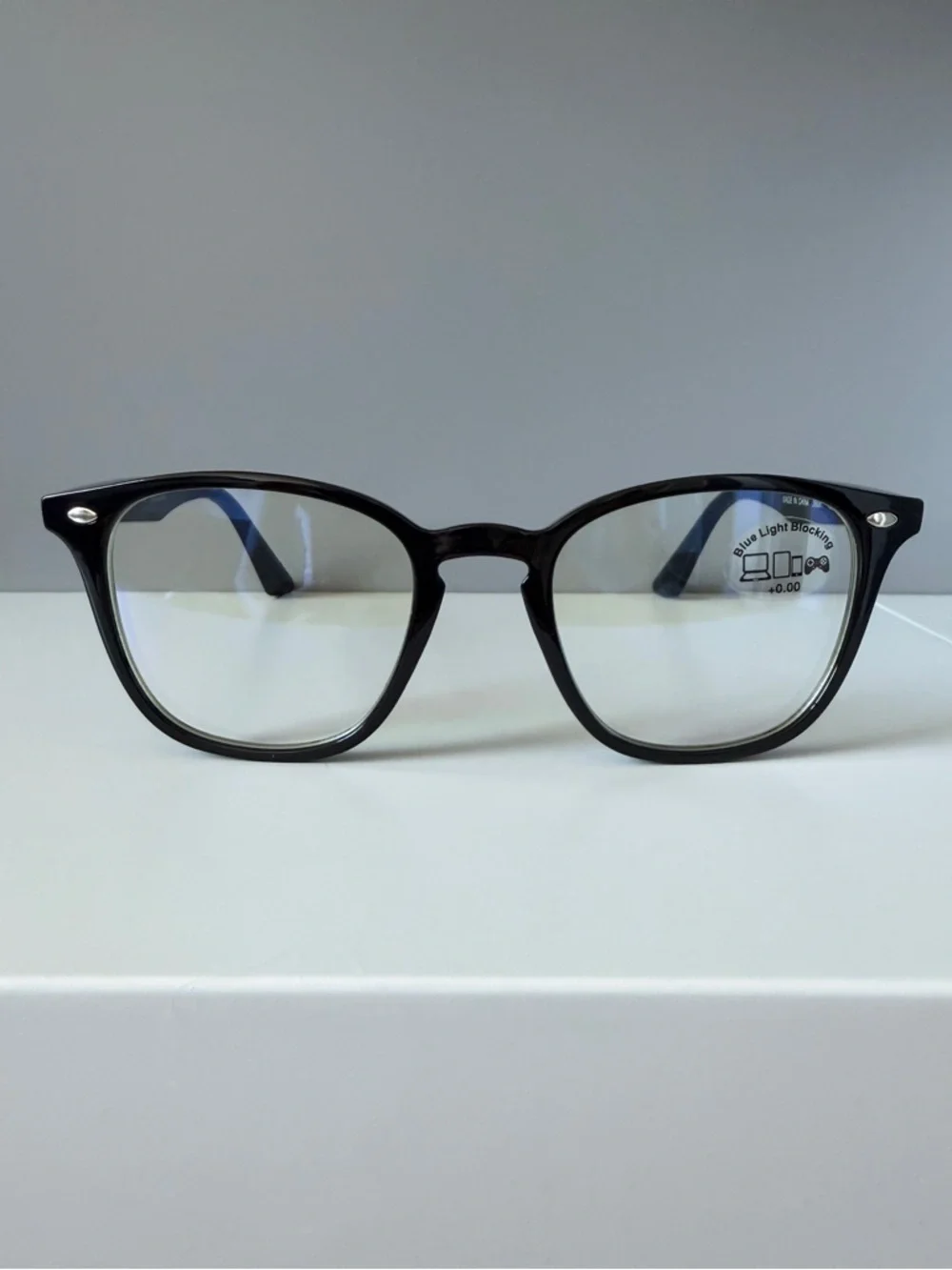 ASOS AJ Morgan black wayfarer style classic blue light blocking eyeglasses